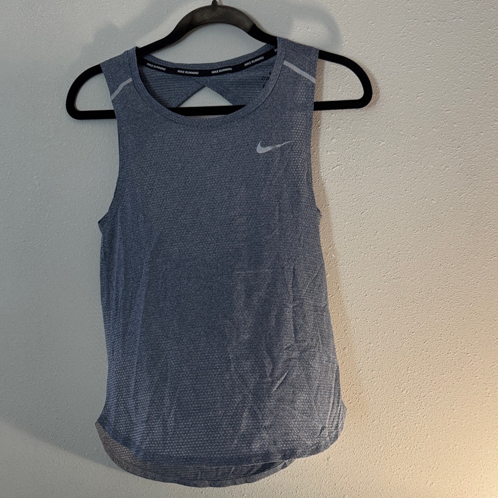 Nike Running Women's Heathered Blue Tank Top with reflectors flowy top XS #612